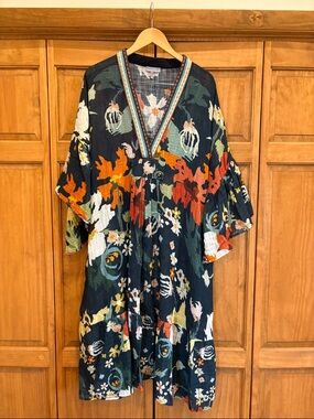 Anthropologie CONDITIONS APPLY floral kaftan dress one size